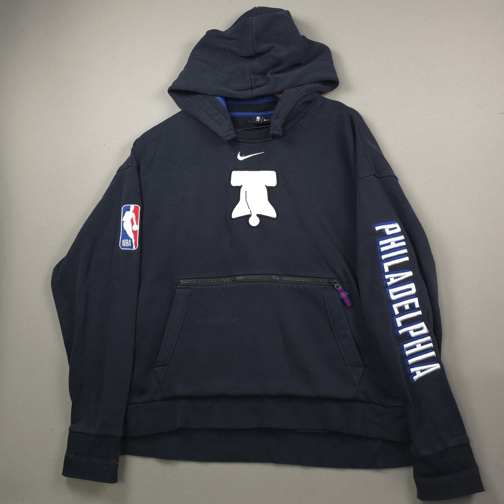 Nike NBA Philadelphia 76ers Spotlight Pullover Hoodie Mens XL Black Sideline Zip
